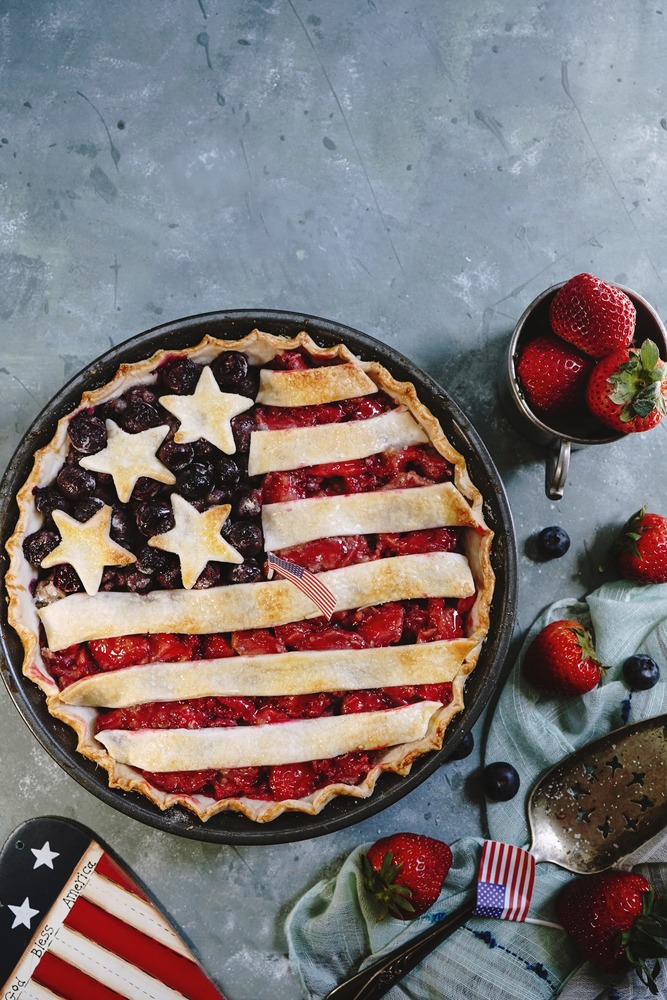 American Flag Berry Pie