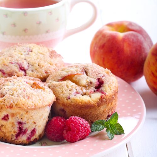 Raspberry Peach Melba Cakes